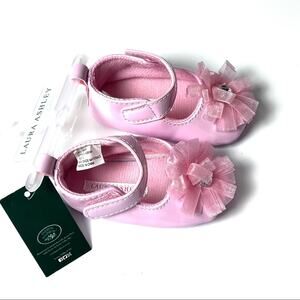 Laura Ashley Baby Girl Flower Jewel Crib Style Pink Shoes Sz 3